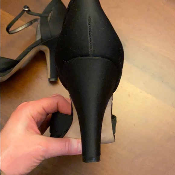 Black Peep Toe Heels with Strap - Picture 6 of 16